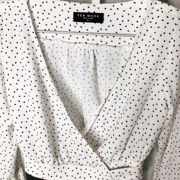 Polka Dot Cropped Blouse / Top with Bell Sleeves - Picture 6 of 8